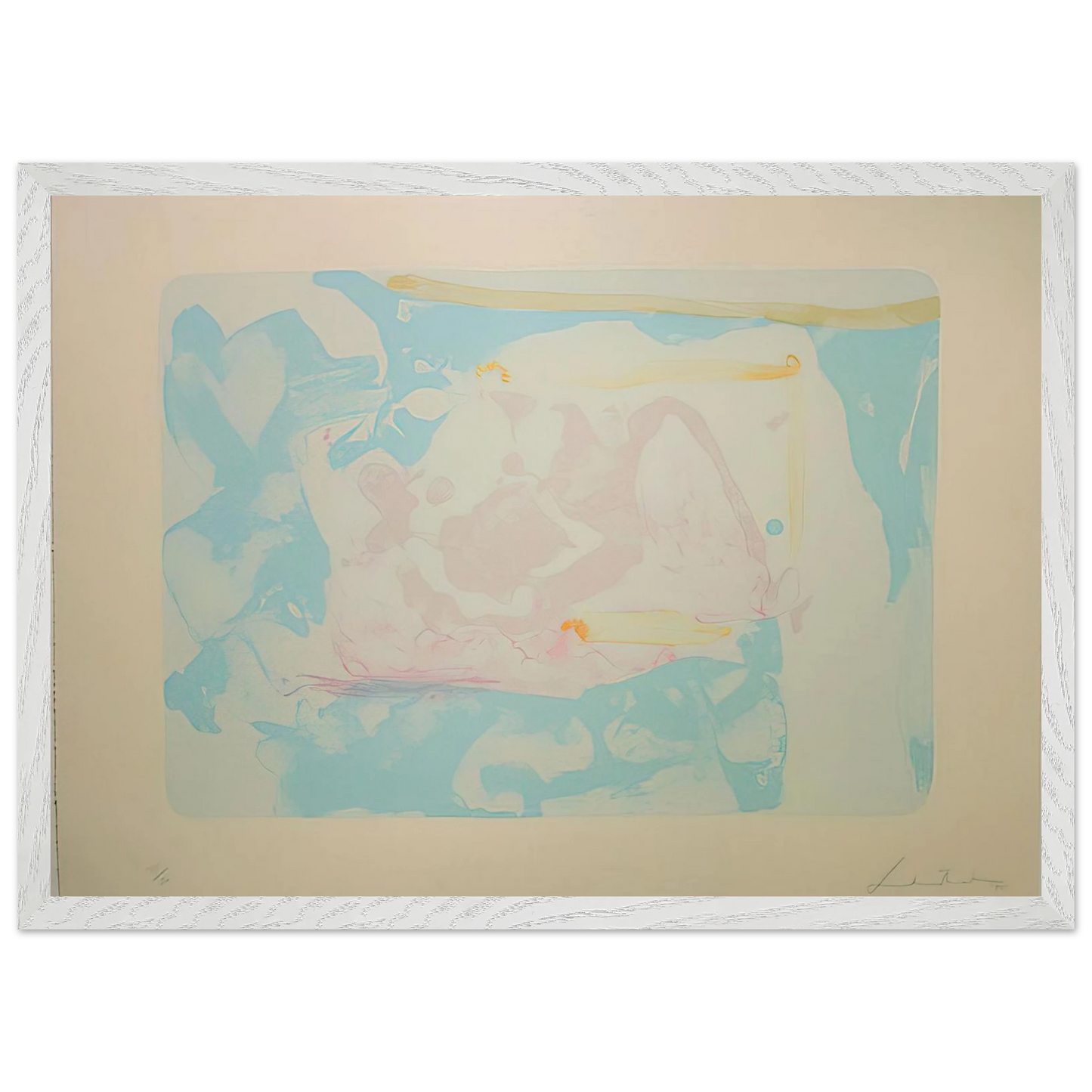 Helen Frankenthaler - Reflections III - 1995 Wall art - 20x25 cm / 8x10 inches - Premium Wooden Framed Poster With Fine Art Paper-canvas - White frame