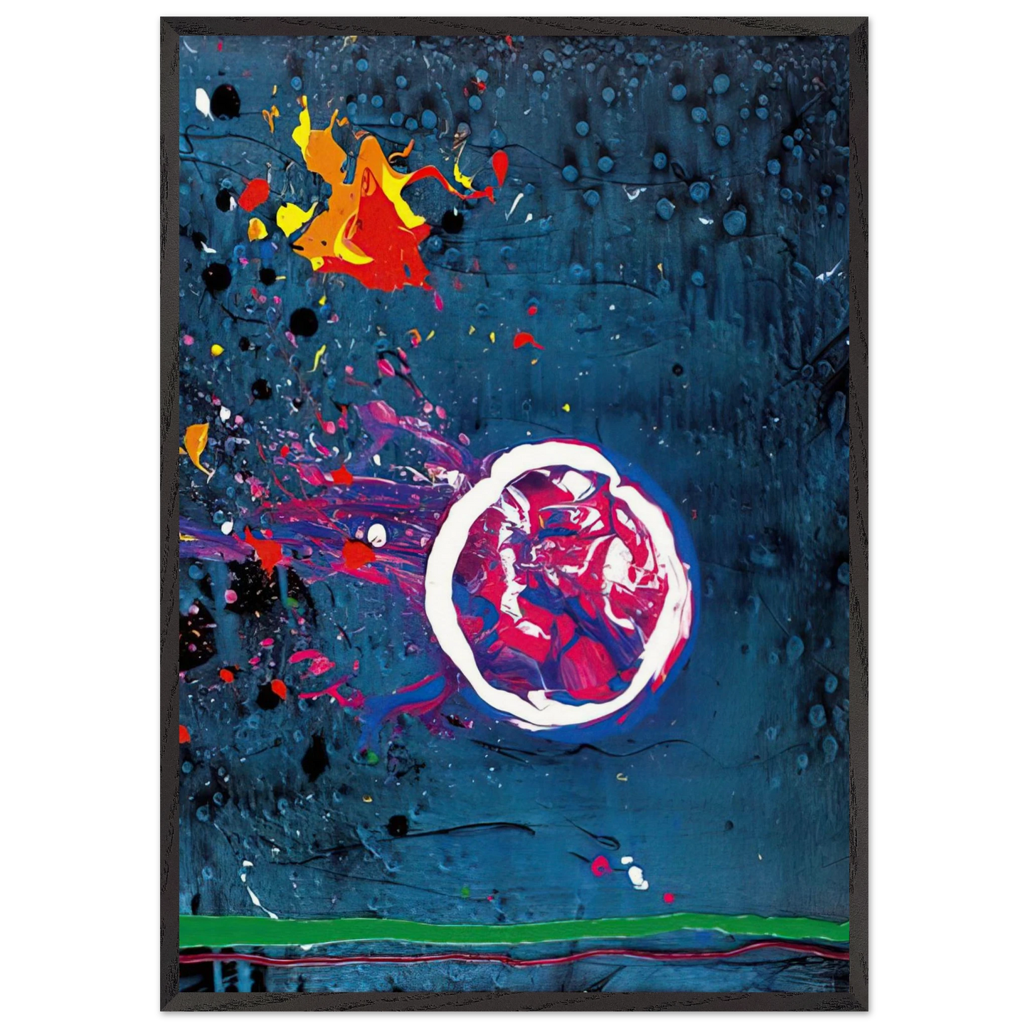 Vincents Moon - 11707 - 2007 - John Hoyland 70x100 cm / 28x40 inches Framed Art Print – Black Wooden Frame