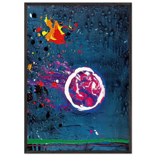 Vincents Moon - 11707 - 2007 - John Hoyland 70x100 cm / 28x40 inches Framed Art Print – Black Wooden Frame