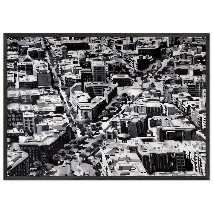 TOWNSCAPE MADRID - Gerhard Richter 70x100 cm / 28x40 inches Framed Art Print – Black Wooden Frame