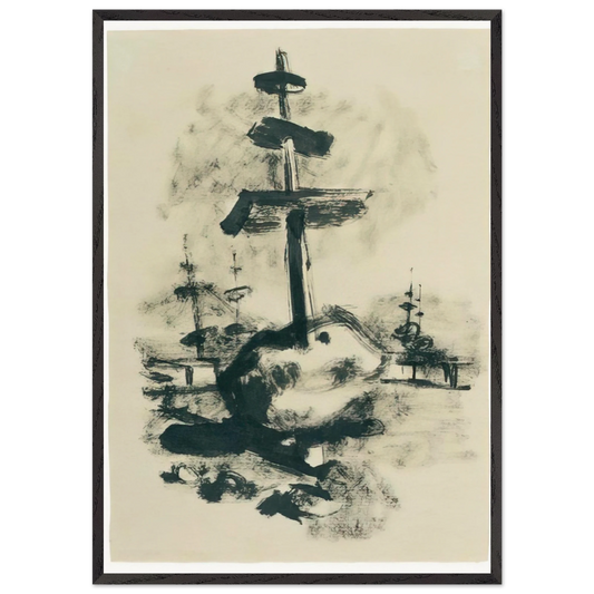 Come un monumento asiatico - 1936 - Julius Bissier 70x100 cm / 28x40 inches Framed Art Print – Black Wooden Frame