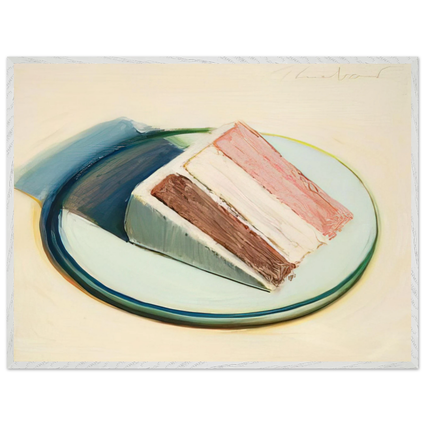 Wayne Thiebaud - Cake Slice - 1979 Wall Art - 21x29.7 cm / 8x12" - Premium Wooden Framed Poster With Fine Art Paper - White frame