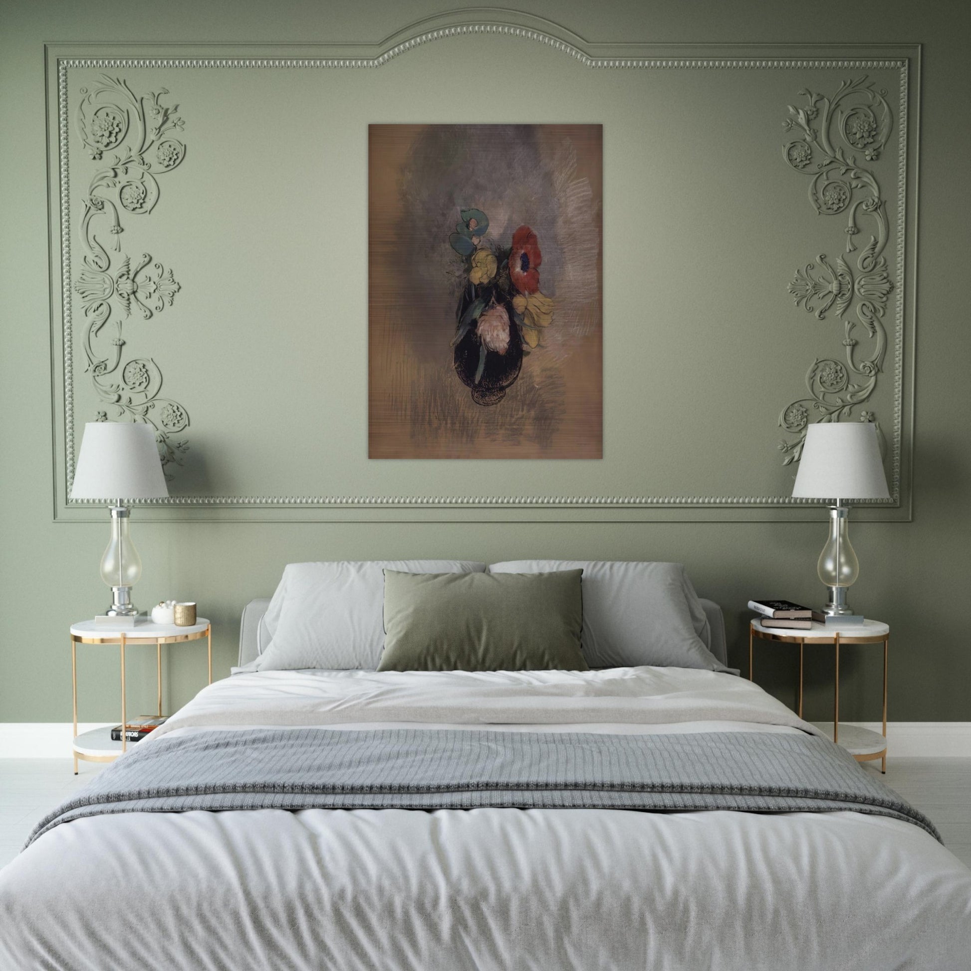 ANEMONES AND TULIPS - Odilon Redon Brushed Aluminum Print - 70x100 cm / 28x40 inches | Odilon Redon Aluminum Print | Odilon Redon Prints