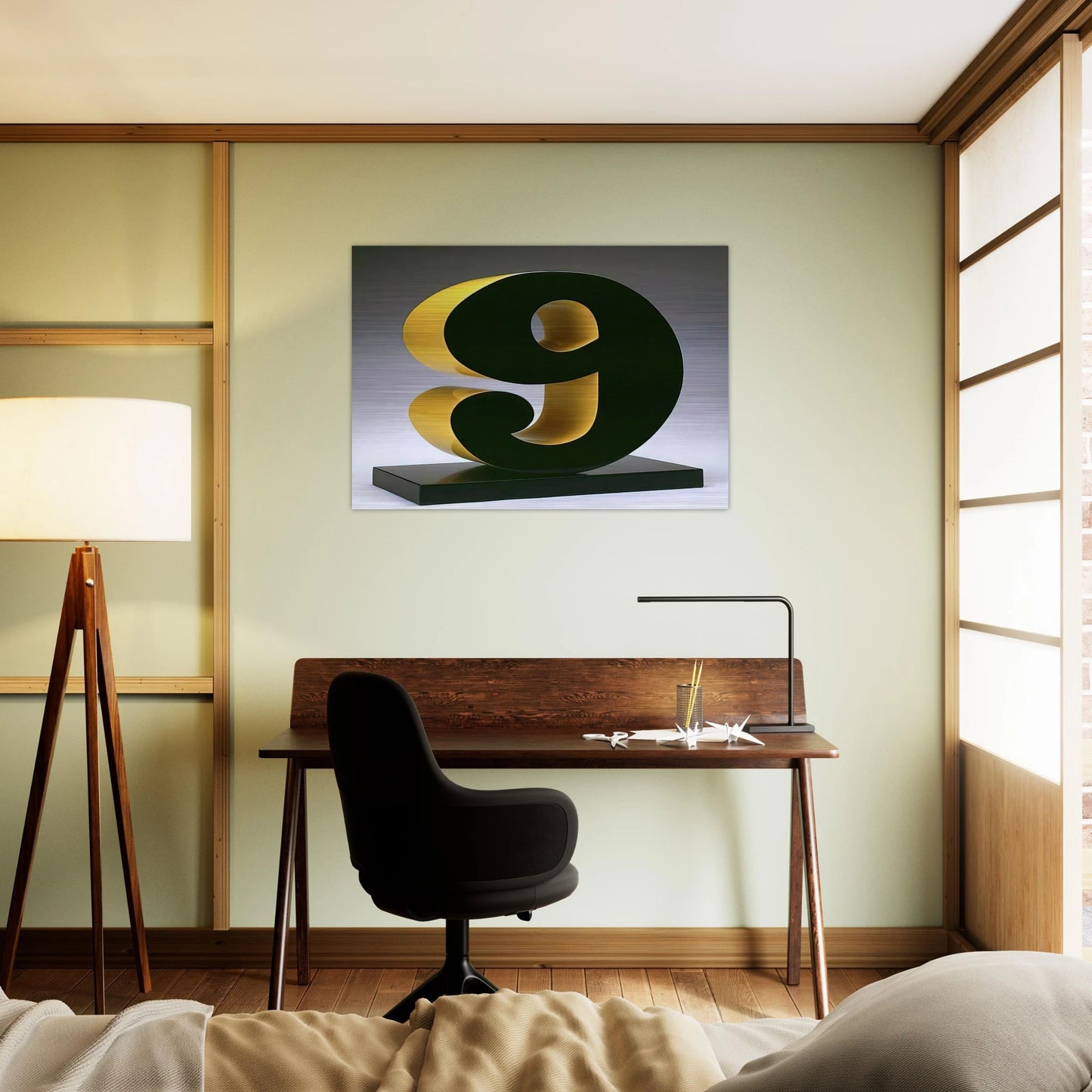 Nine - Robert Indiana Brushed Aluminum Print - 70x100 cm / 28x40 inches | Robert Indiana Aluminum Print | Robert Indiana Prints
