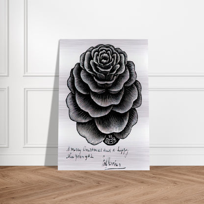 MERRY CHRISTMAS HAPPY NEW YEAR - MC Escher Brushed Aluminum Print - 70x100 cm / 28x40 inches | MC Escher Aluminum Print | MC Escher Prints