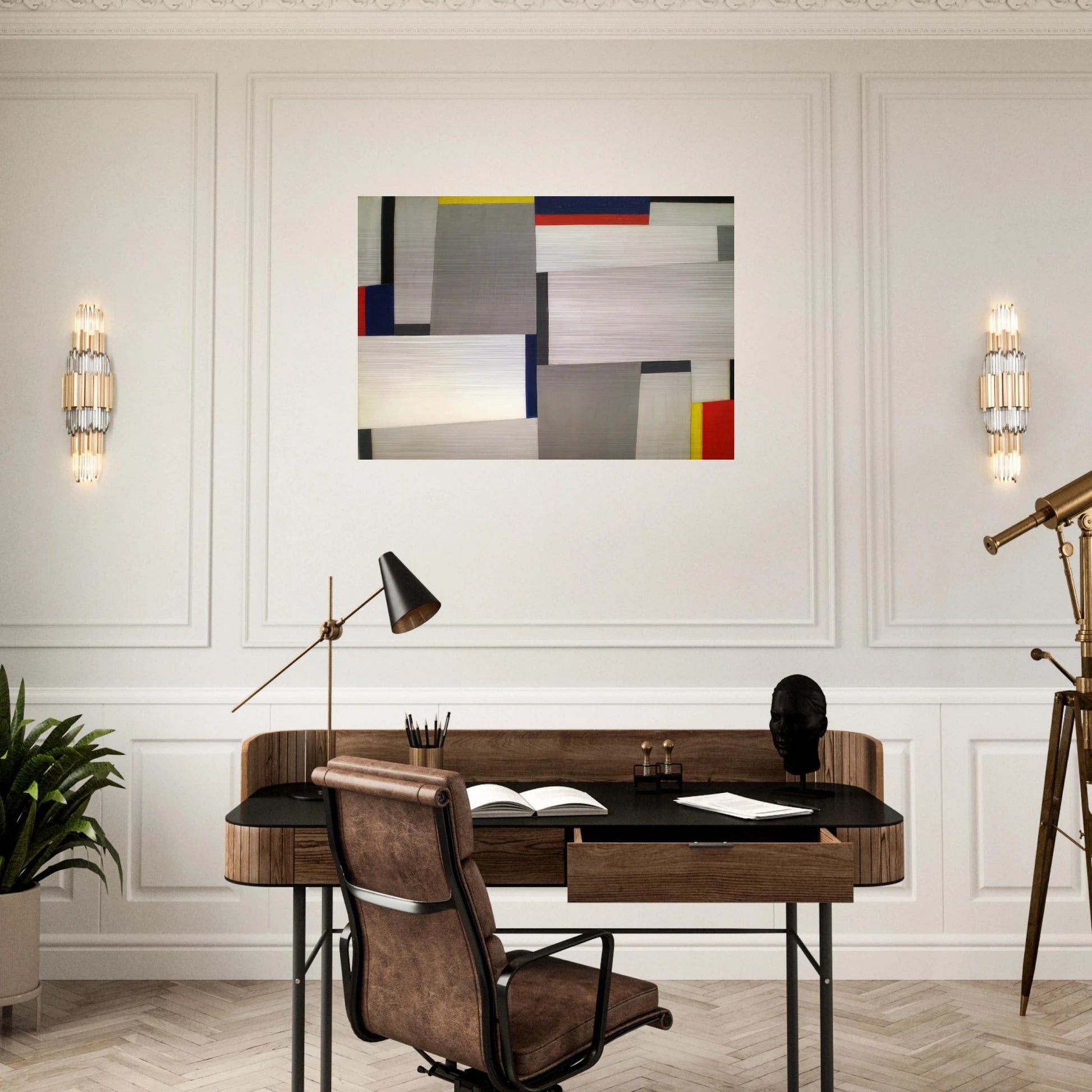 Relational Painting #73 - 1954 - Fritz Glarner Brushed Aluminum Print - 70x100 cm / 28x40 inches | Fritz Glarner Aluminum Print | Fritz Glarner Prints