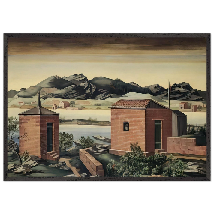Imbarcadero a Zurigo - 1927 - Julius Bissier 70x100 cm / 28x40 inches Framed Art Print – Black Wooden Frame