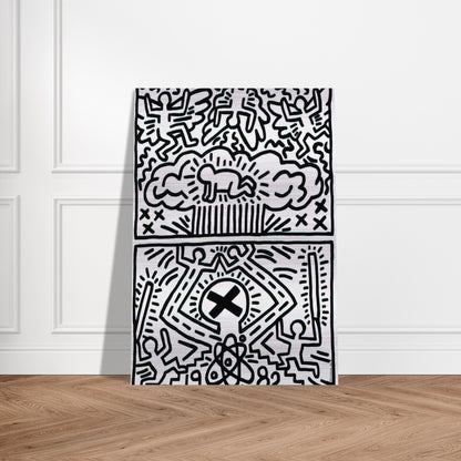 ANTI NUCLEAR RALLY 1982 - Keith Haring Brushed Aluminum Print - 70x100 cm / 28x40 inches | Keith Haring Aluminum Print | Keith Haring Prints