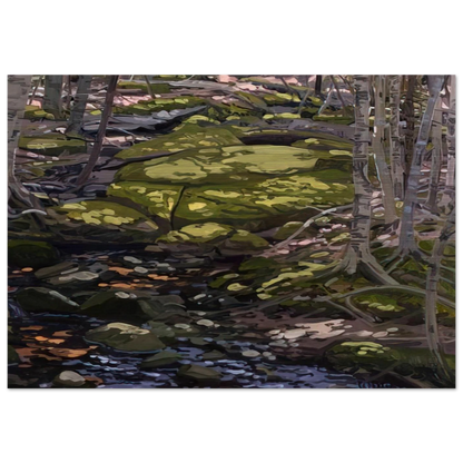 Light in Brook - Contemporary Realism - Neil Welliver Brushed Aluminum Print - 70x100 cm / 28x40 inches | Neil Welliver Aluminum Print | Neil Welliver Prints
