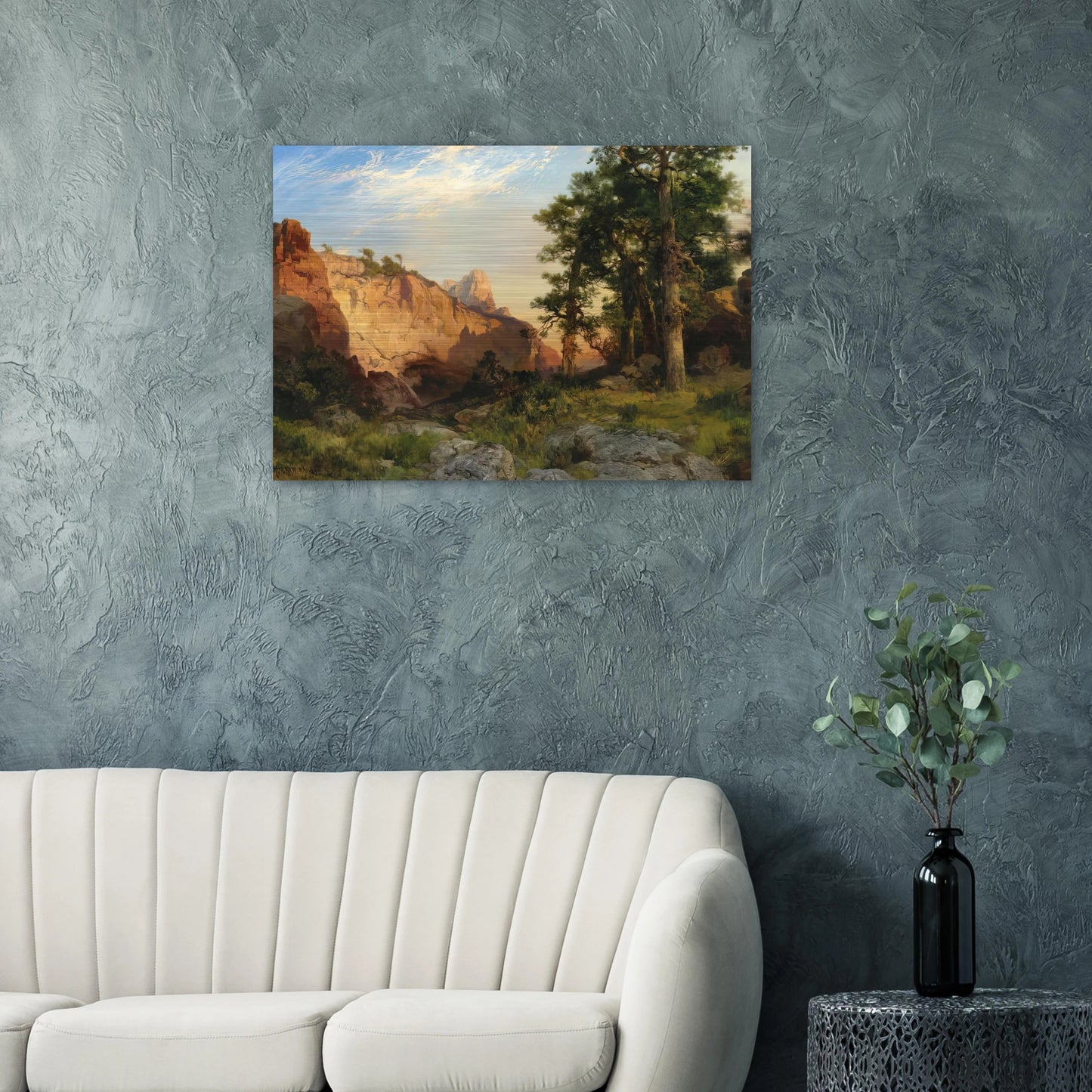 Coconino Pines and Cliff Arizona - Thomas Moran Brushed Aluminum Print - 70x100 cm / 28x40 inches | Thomas Moran Aluminum Print | Thomas Moran Prints
