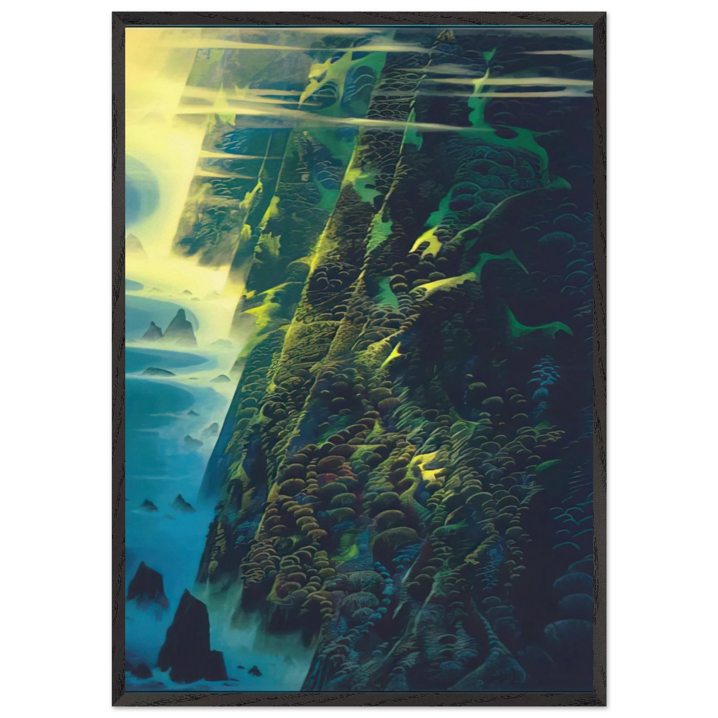 Jeweled Cliffs - Eyvind Earle 70x100 cm / 28x40 inches Framed Art Print – Black Wooden Frame