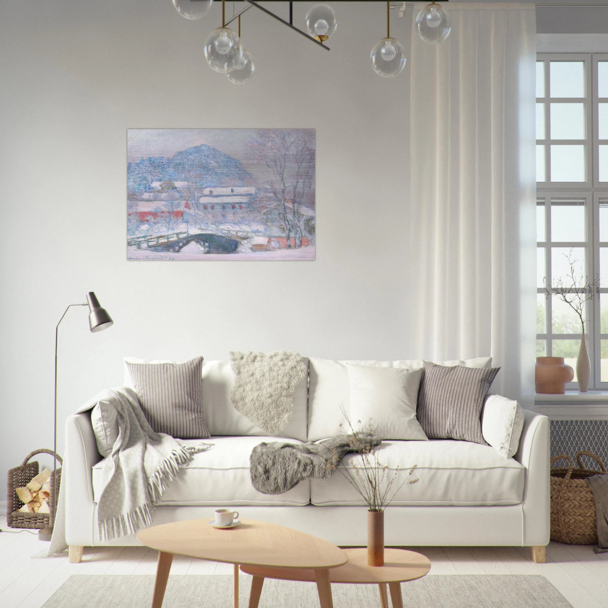 Norway, Sandviken Village in the Snow - claude monet Brushed Aluminum Print - 70x100 cm / 28x40 inches | claude monet Aluminum Print | claude monet Prints