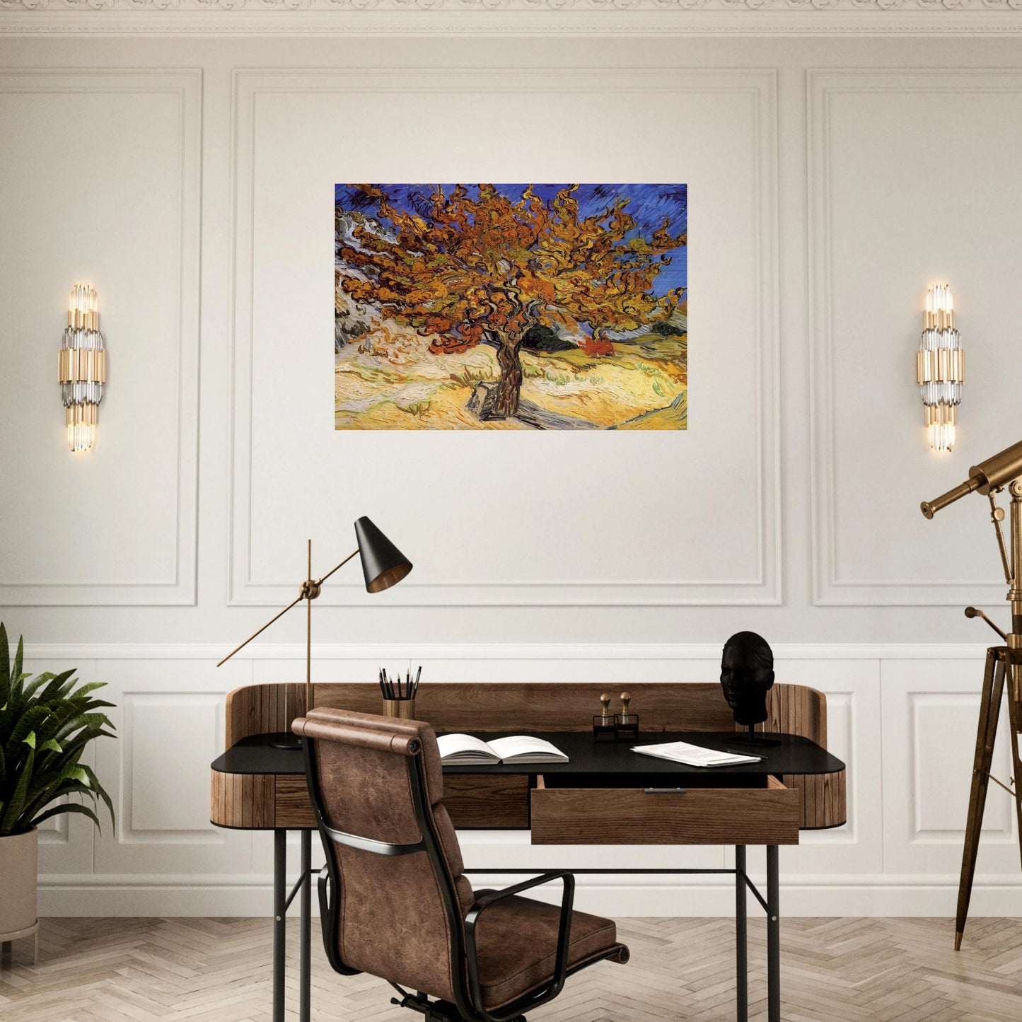 Mulberry Tree - Vincent van Gogh Brushed Aluminum Print - 70x100 cm / 28x40 inches | Vincent van Gogh Aluminum Print | Vincent van Gogh Prints