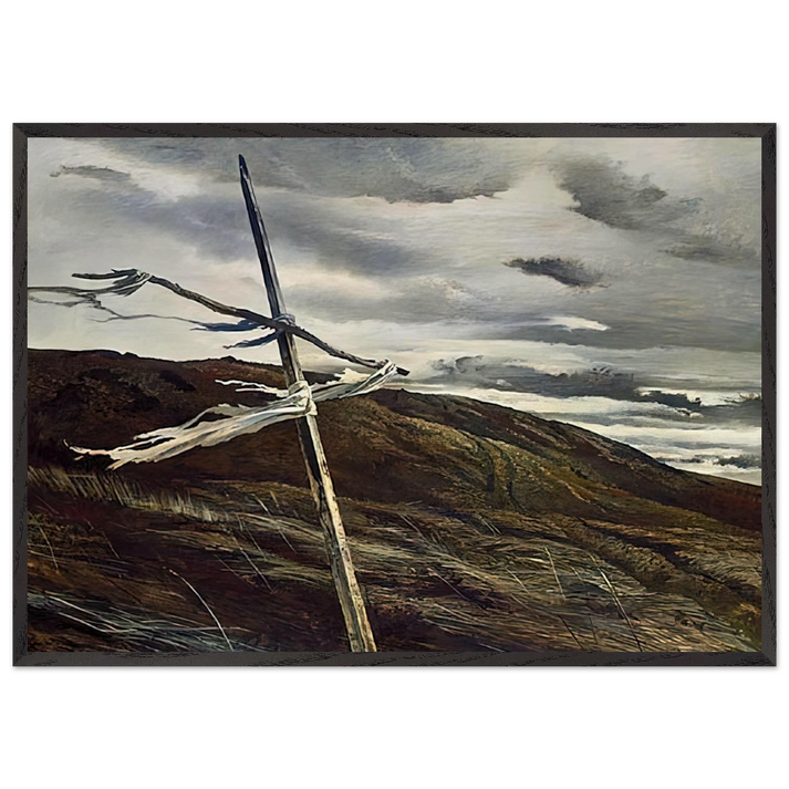 DODGES RIDGE 1947 - Andrew Wyeth 70x100 cm / 28x40 inches Framed Art Print – Black Wooden Frame