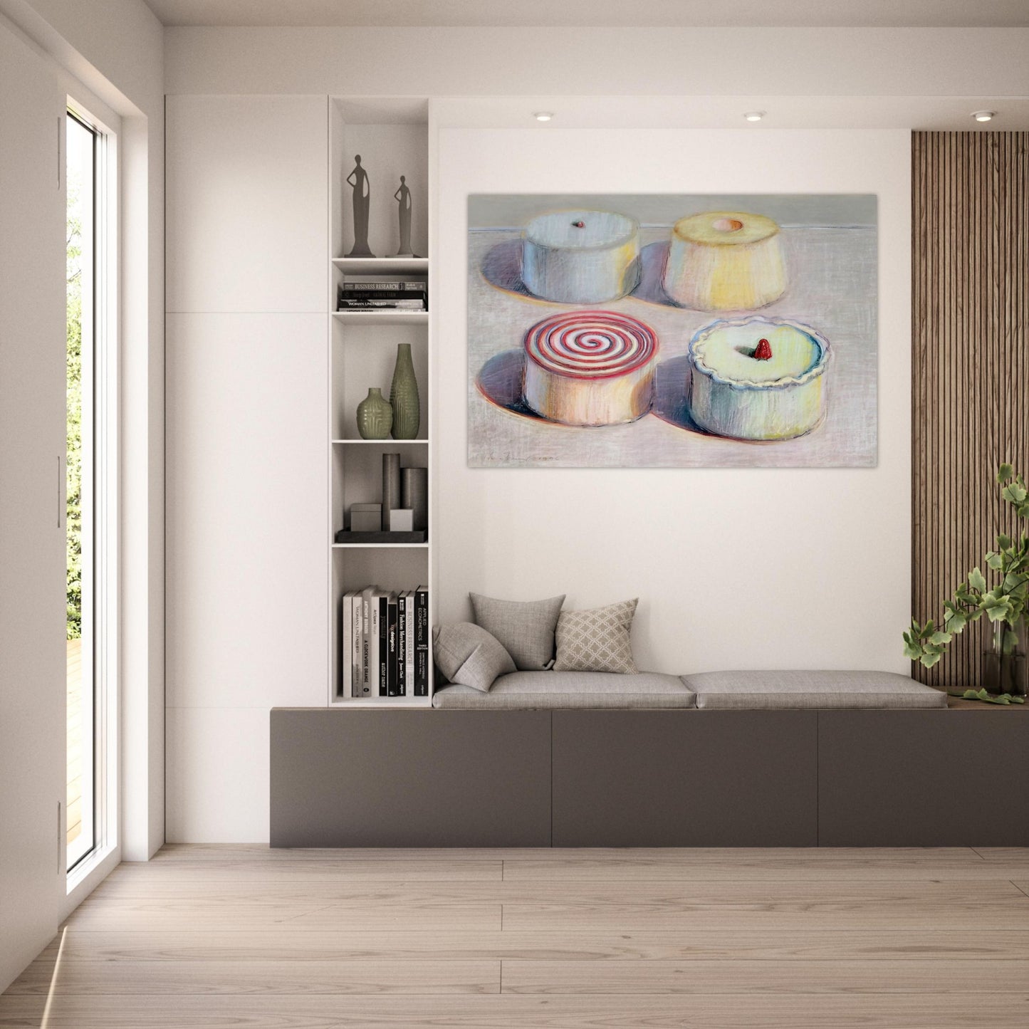 Four Cakes - 1996 - Wayne Thiebaud Art Prints - 100x150 cm / 40x60″ inches | Wayne Thiebaud Poster | Wayne Thiebaud Prints