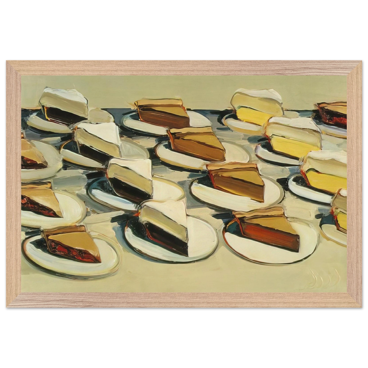 Wayne Thiebaud - Pies, Pies, Pies - 1961 Wall Art - 60x80 cm / 24x32 inches - Fine Art Poster-canvas - -