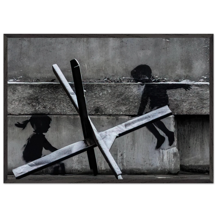 KYIV KHRESHCHYATYK 9 2022 - Banksy 70x100 cm / 28x40 inches Framed Art Print – Black Wooden Frame