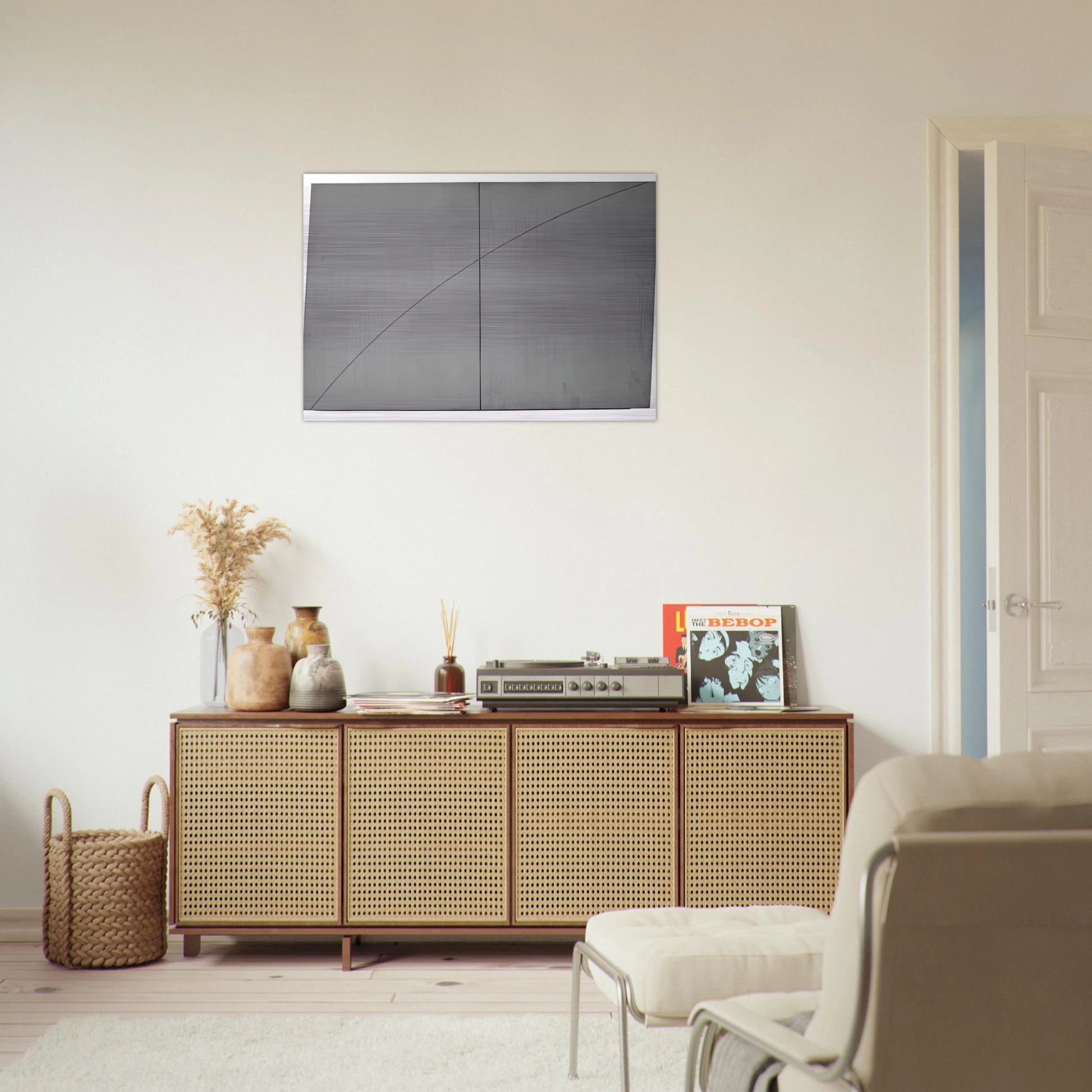 A CURVED LINE WITHIN TWO DISTORTED RECTANGLES 1978 - Robert Mangold Brushed Aluminum Print - 70x100 cm / 28x40 inches | Robert Mangold Aluminum Print | Robert Mangold Prints