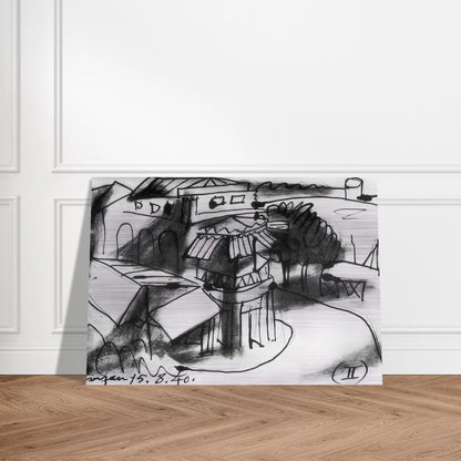 Café in Royan - 1940 - Pablo Picasso Brushed Aluminum Print - 70x100 cm / 28x40 inches | Pablo Picasso Aluminum Print | Pablo Picasso Prints