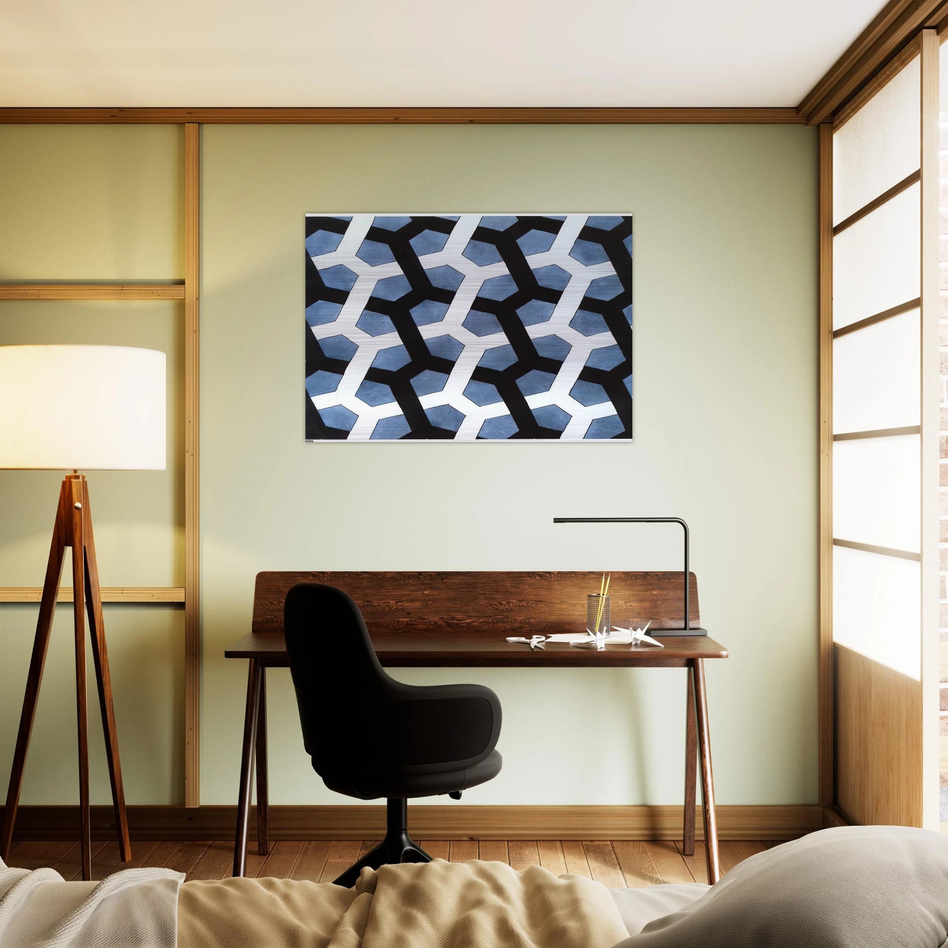 INTERLACED HEXAGON - MC Escher Brushed Aluminum Print - 70x100 cm / 28x40 inches | MC Escher Aluminum Print | MC Escher Prints