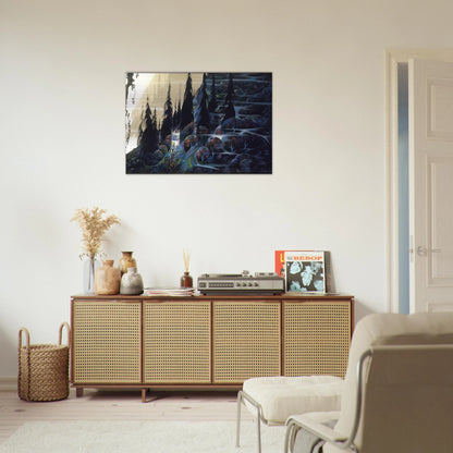 Black Spruce - Eyvind Earle Brushed Aluminum Print - 70x100 cm / 28x40 inches | Eyvind Earle Aluminum Print | Eyvind Earle Prints
