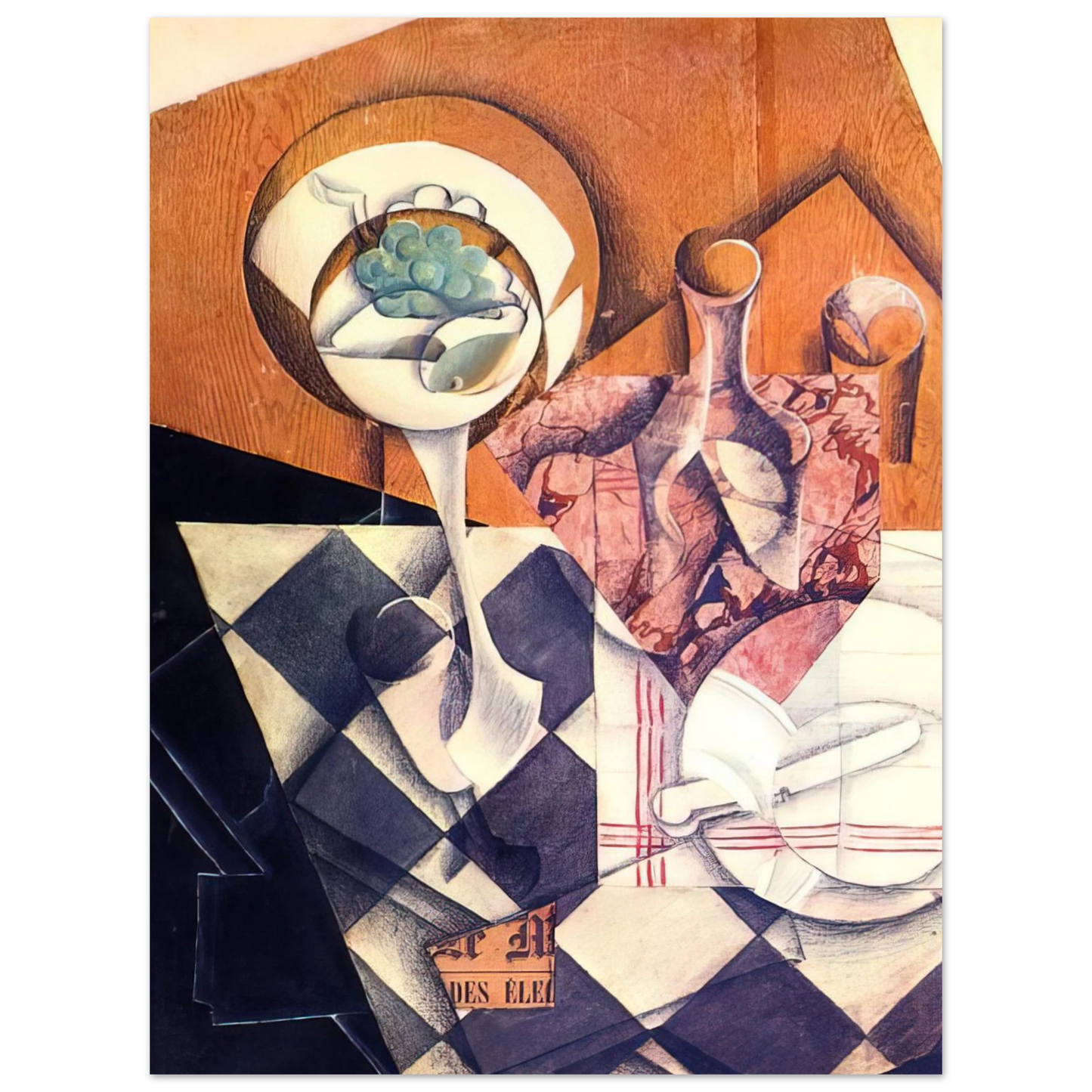 Juan Gris - FRUIT BOWL WITH BOTTLE 1914  75x100 cm / 30x40inches Fine Art Poster