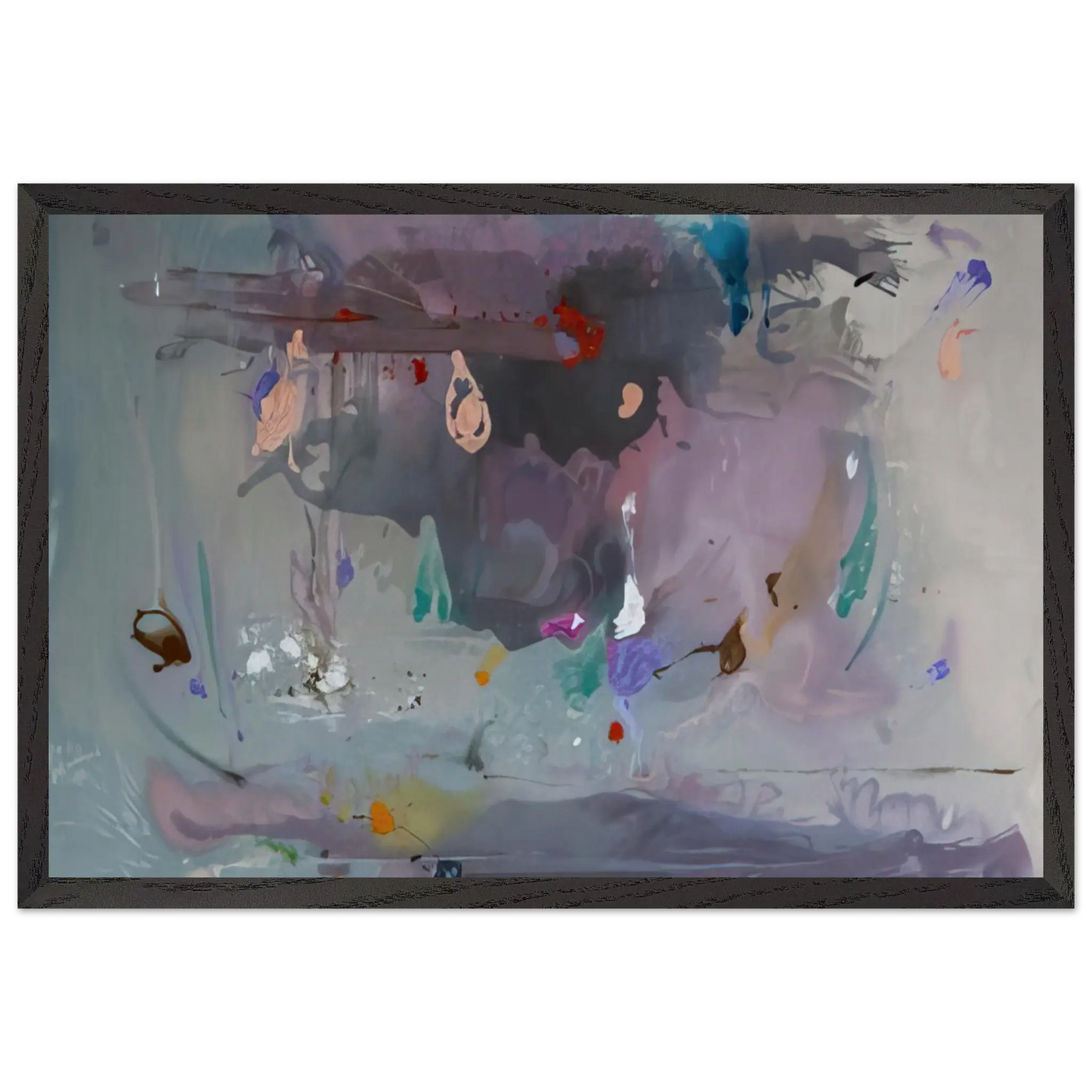 Helen Frankenthaler - Grey Fireworks - 2000 Wall art - 15x20 cm / 6x8 Inches - Premium Wooden Framed Poster With Fine Art Paper - Wood frame