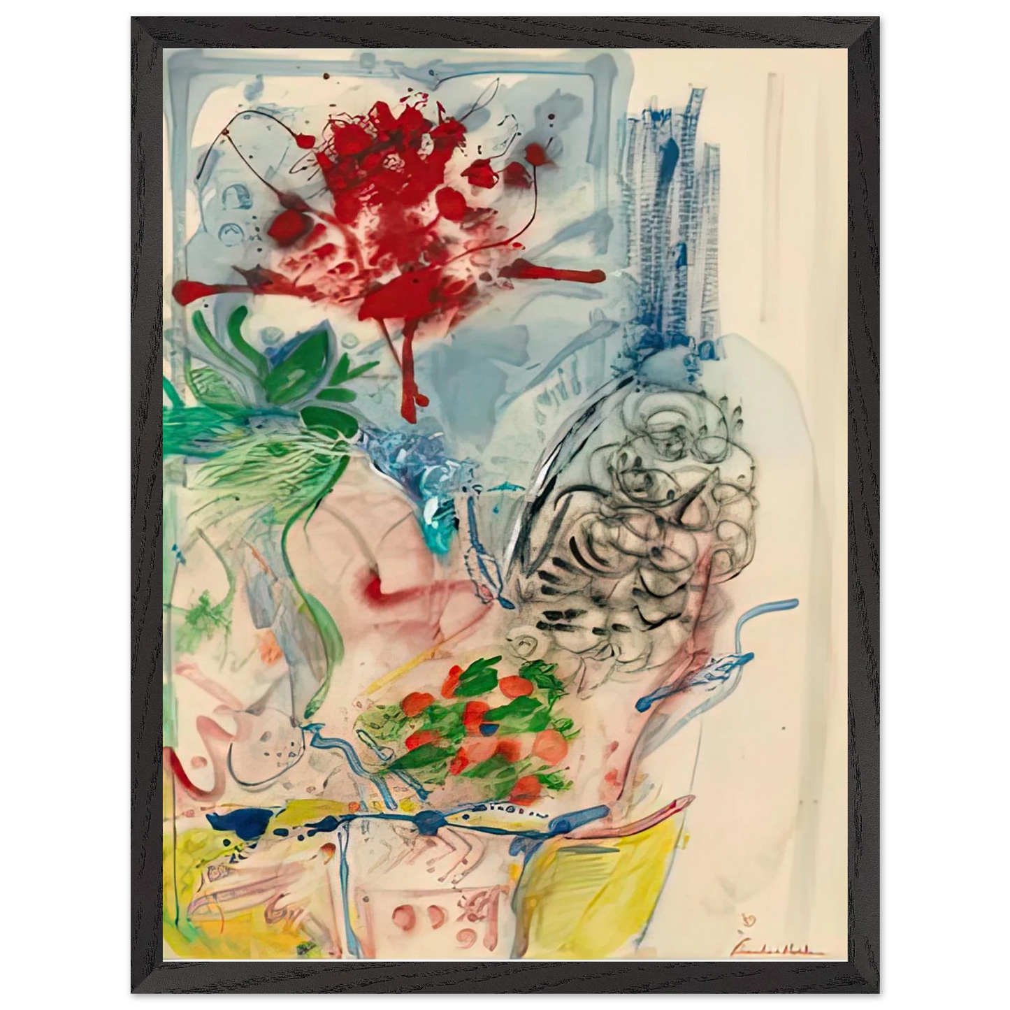 Helen Frankenthaler - LÃ¢â‚¬â„¢Amour Toujours LÃ¢â‚¬â„¢Amour, 1957- Wall Art - 30x40 cm / 12x16 inches - Premium Wooden Framed Poster With Fine Art Paper-canvas - Black frame