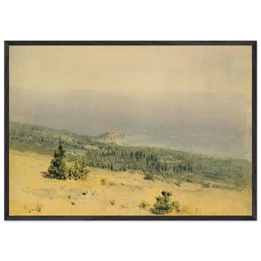 View of the beach and sea from the mountains Crimea - Arkhyp Kuindzhi 70x100 cm / 28x40 inches Framed Art Print – Black Wooden Frame
