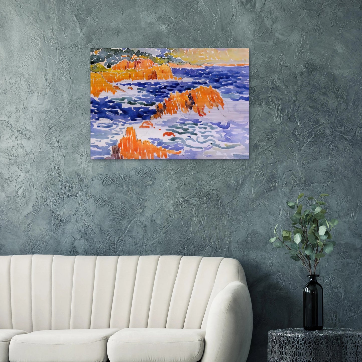 Rocks at Trayas - Henri-Edmond Cross Brushed Aluminum Print - 70x100 cm / 28x40 inches | Henri-Edmond Cross Aluminum Print | Henri-Edmond Cross Prints