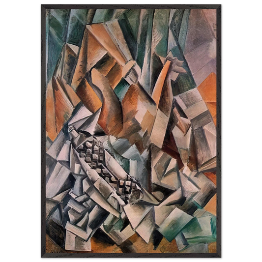 Still life with bottle of Anis del Mono - 1909 - Pablo Picasso 70x100 cm / 28x40 inches Framed Art Print – Black Wooden Frame