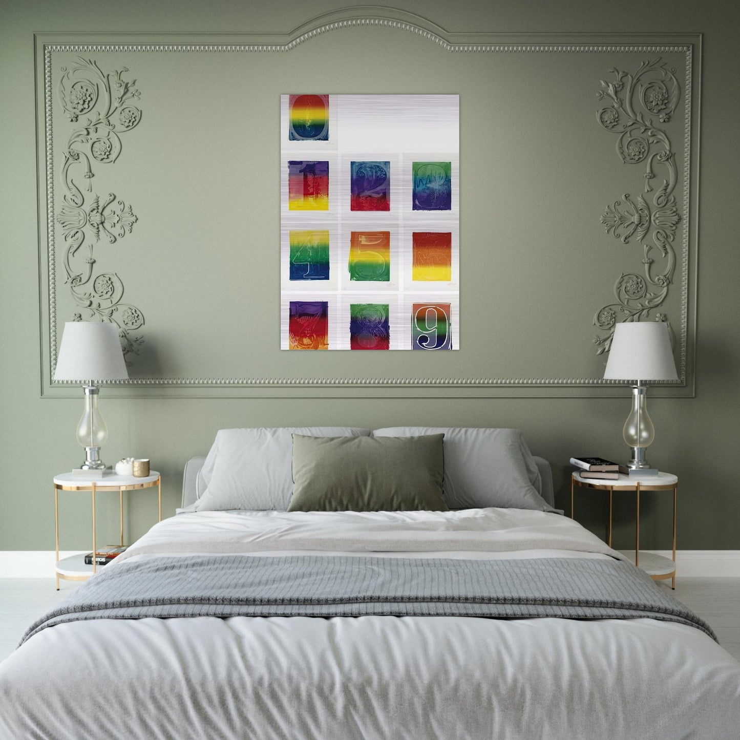 COLOR NUMERAL SERIES ULAE 59 68 1969 - Jasper Johns Brushed Aluminum Print - 70x100 cm / 28x40 inches | Jasper Johns Aluminum Print | Jasper Johns Prints