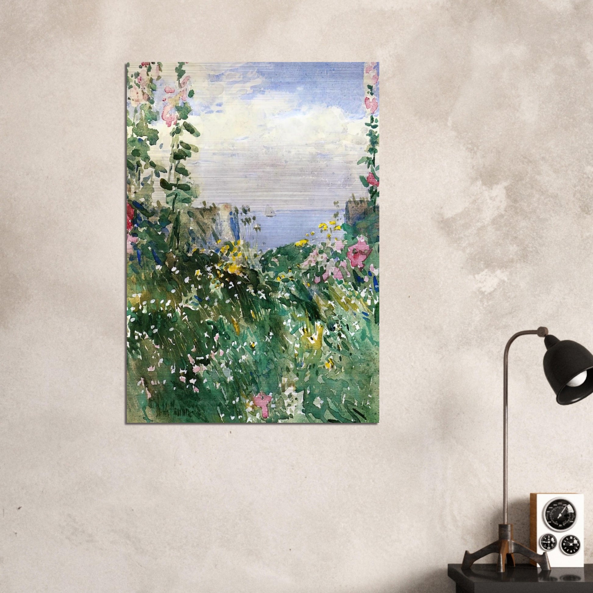 Isles of Shoals Garden, Appledore - Childe Hassam Brushed Aluminum Print - 70x100 cm / 28x40 inches | Childe Hassam Aluminum Print | Childe Hassam Prints