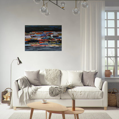 Town - 1965 - Tove Jansson Brushed Aluminum Print - 70x100 cm / 28x40 inches | Tove Jansson Aluminum Print | Tove Jansson Prints