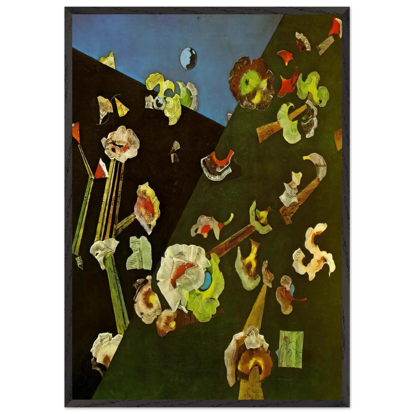 Snow Flowers - Max Ernst 70x100 cm / 28x40 inches Framed Art Print – Black Wooden Frame
