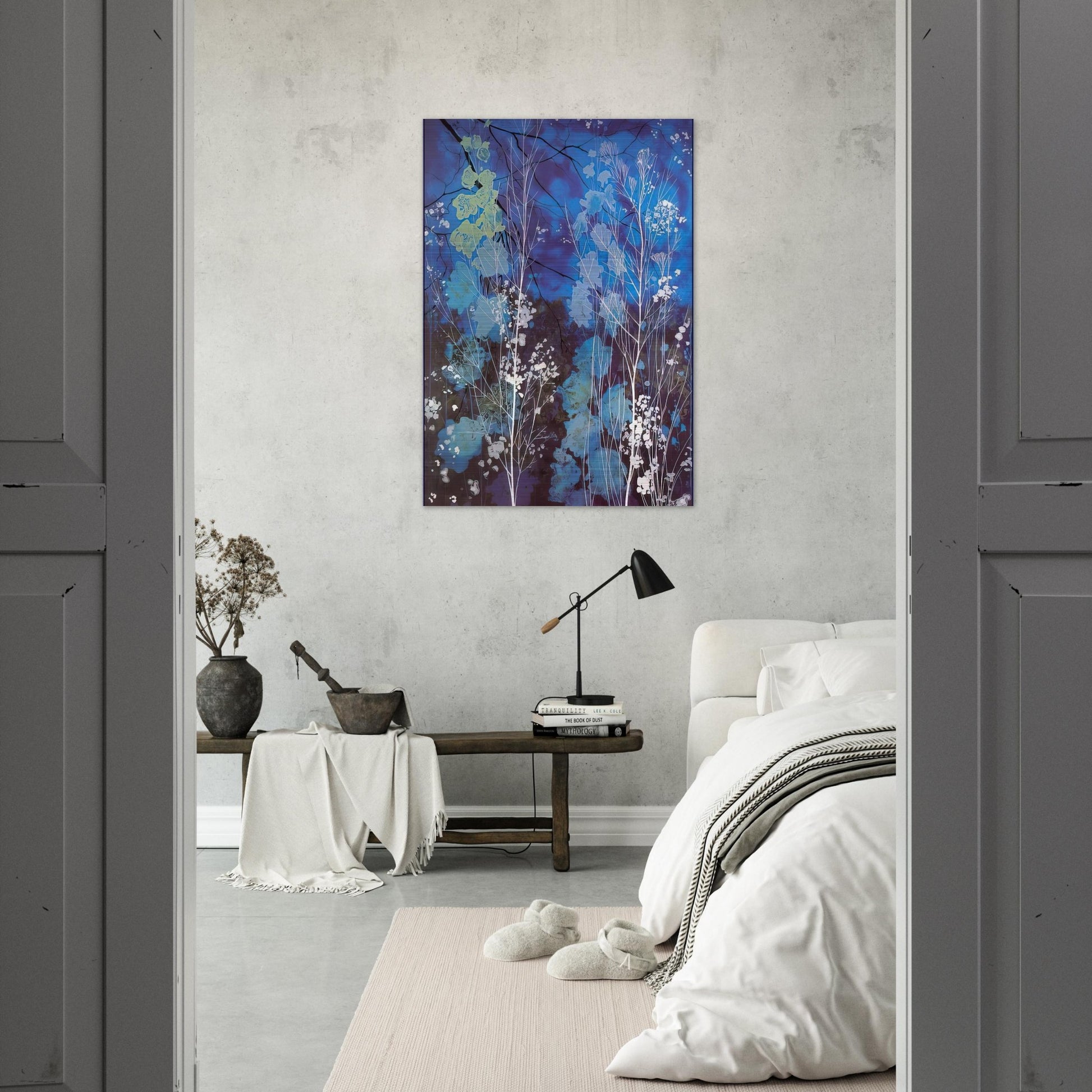Delphinium - Eyvind Earle Brushed Aluminum Print - 70x100 cm / 28x40 inches | Eyvind Earle Aluminum Print | Eyvind Earle Prints