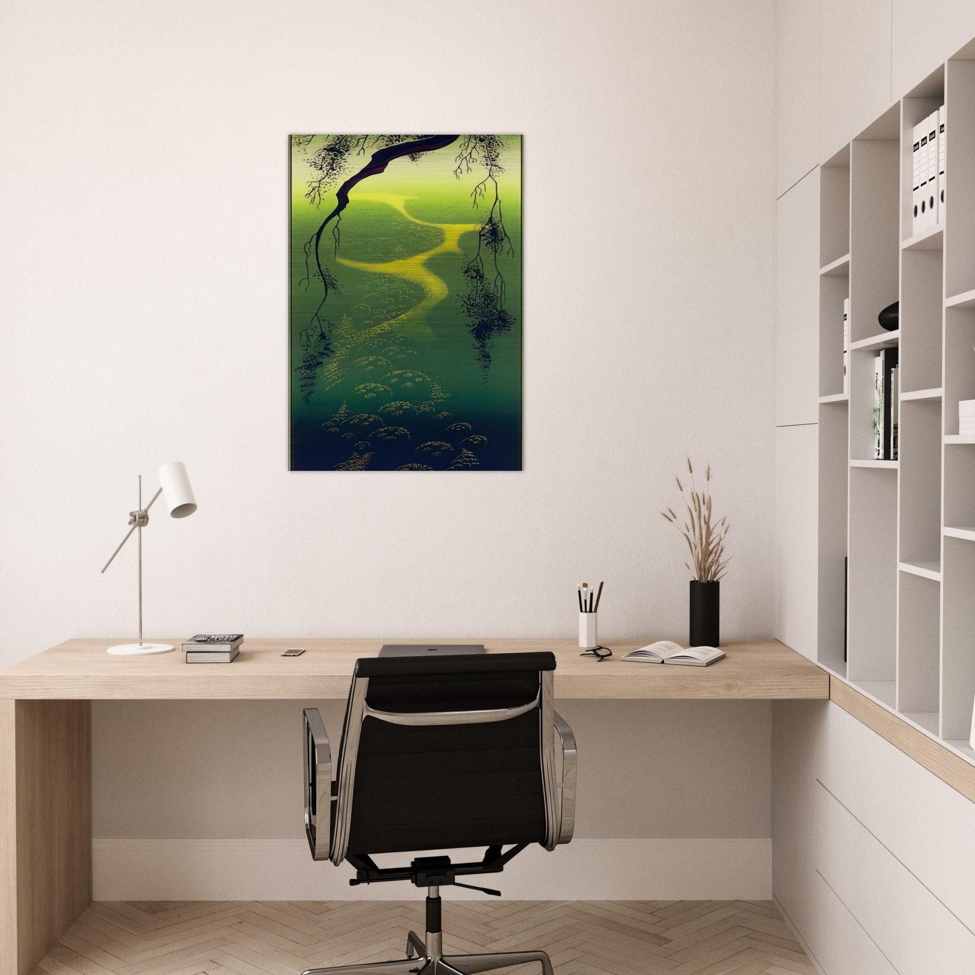 Green Mist - Eyvind Earle Brushed Aluminum Print - 70x100 cm / 28x40 inches | Eyvind Earle Aluminum Print | Eyvind Earle Prints