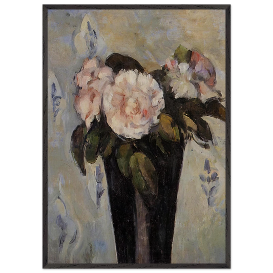 Dark Blue Vase - Paul Cezanne 70x100 cm / 28x40 inches Framed Art Print – Black Wooden Frame