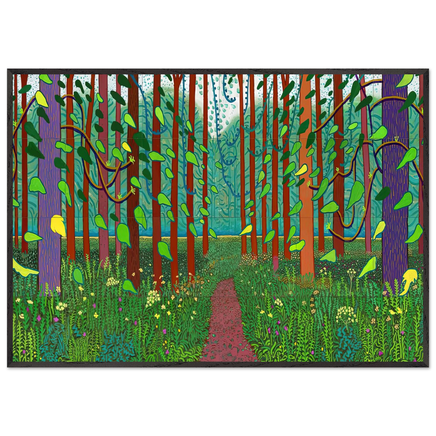 David Hockney - David Hockney Wall art - 60x80 cm / 24x32 inches - Premium Wooden Framed Poster With Fine Art Paper-canvas - Wood frame