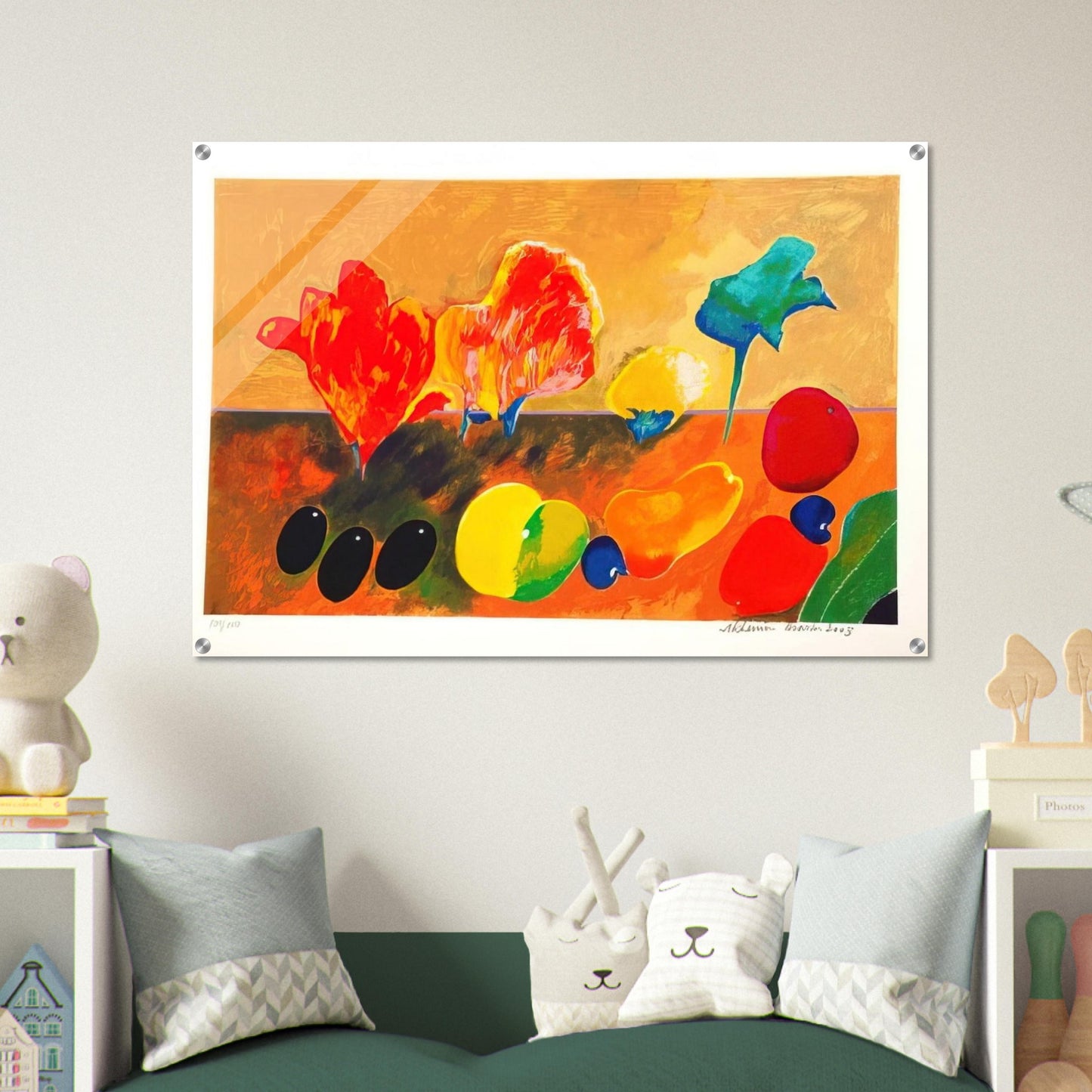 Flores e Frutas - 2003 - Aldemir Martins Acrylic Print - 70x100 cm / 28x40″ inches