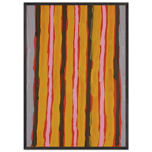 Ceremonial Floor Paint - 2001 - Clifford Possum Tjapaltjarri 70x100 cm / 28x40 inches Framed Art Print – Black Wooden Frame