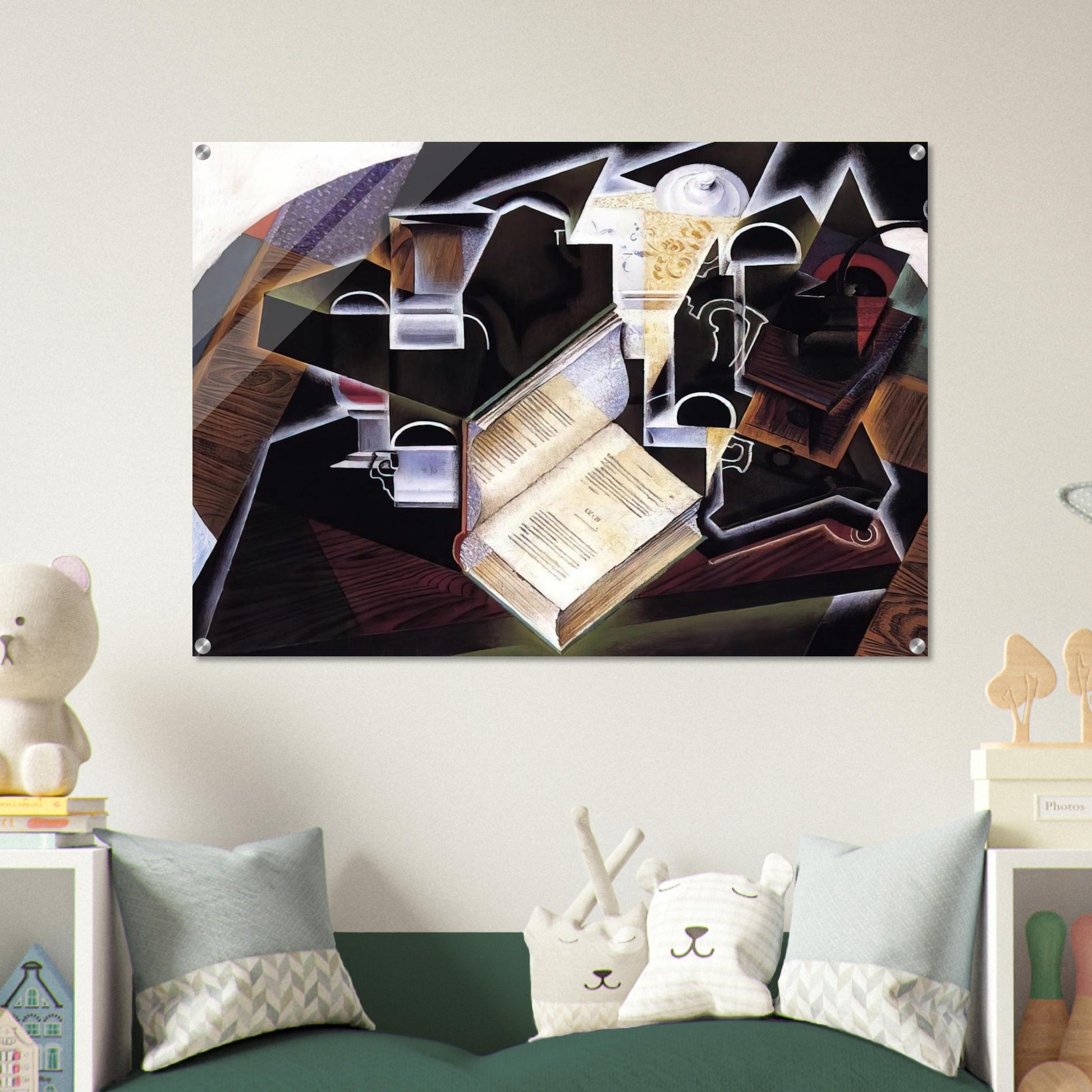 BOOK PIPE AND GLASSES - Juan Gris Acrylic Print - 70x100 cm / 28x40″ inches