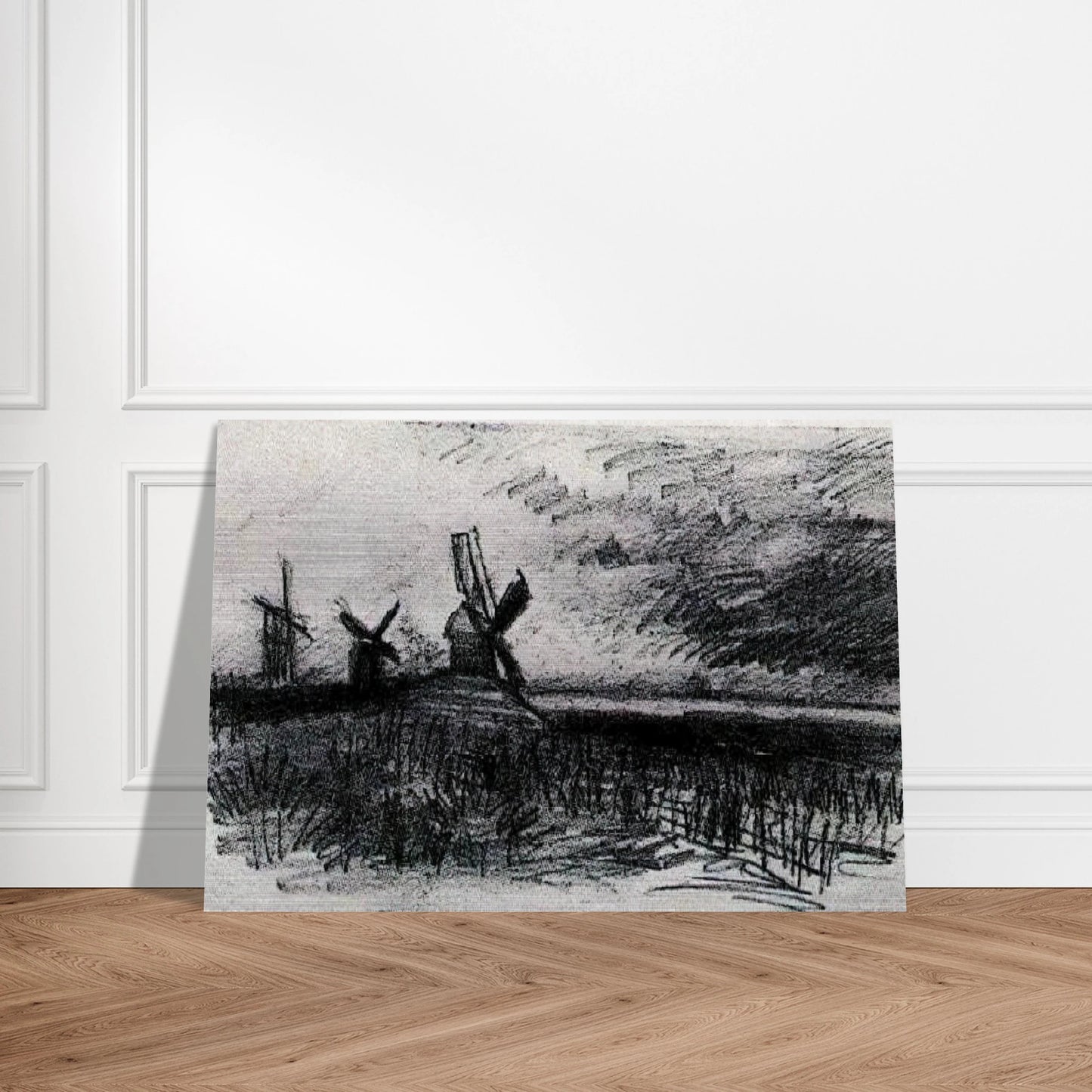 Windmills at Montmartre - Vincent van Gogh Brushed Aluminum Print - 70x100 cm / 28x40 inches | Vincent van Gogh Aluminum Print | Vincent van Gogh Prints