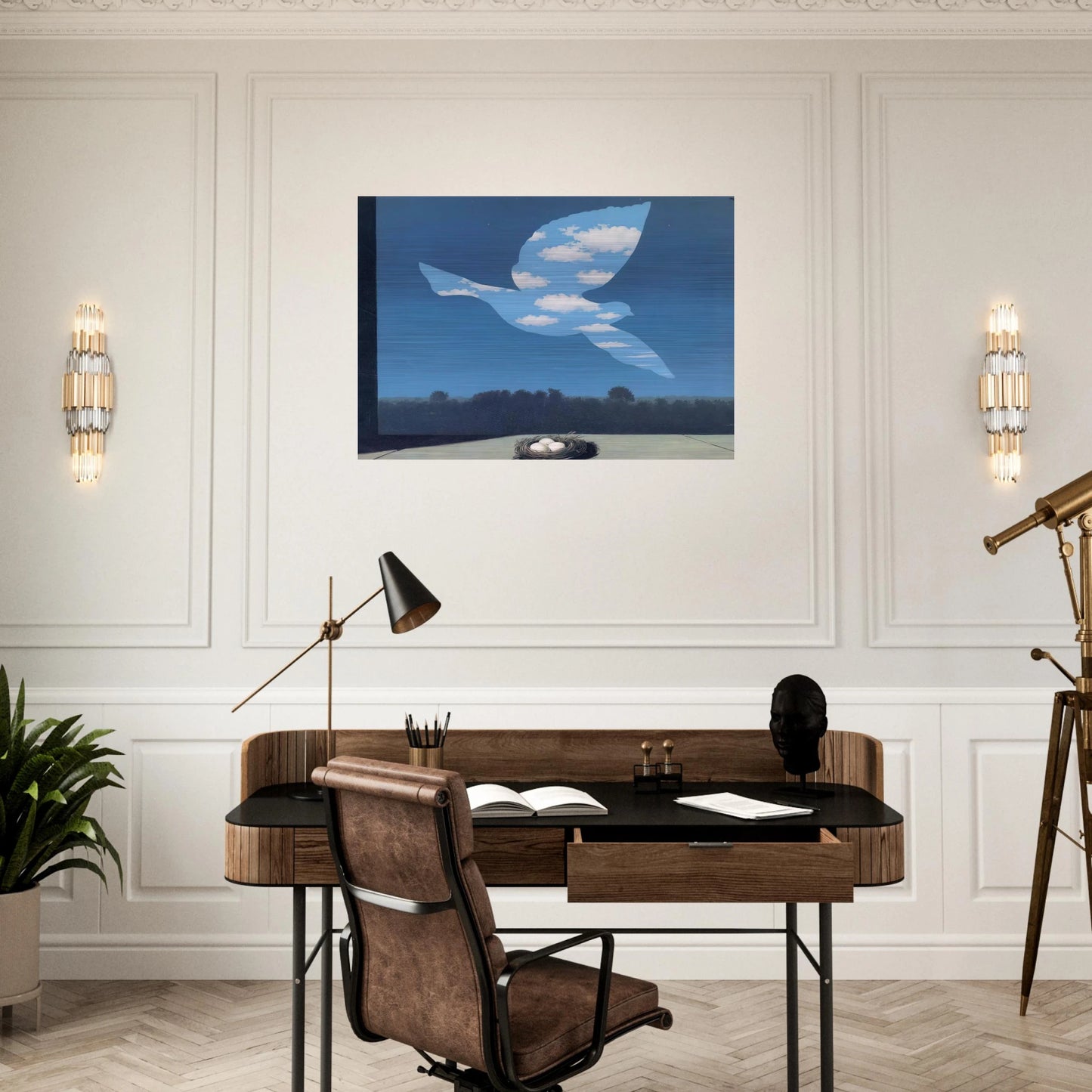 THE RETURN 1940 - Rene Magritte Brushed Aluminum Print - 70x100 cm / 28x40 inches | Rene Magritte Aluminum Print | Rene Magritte Prints