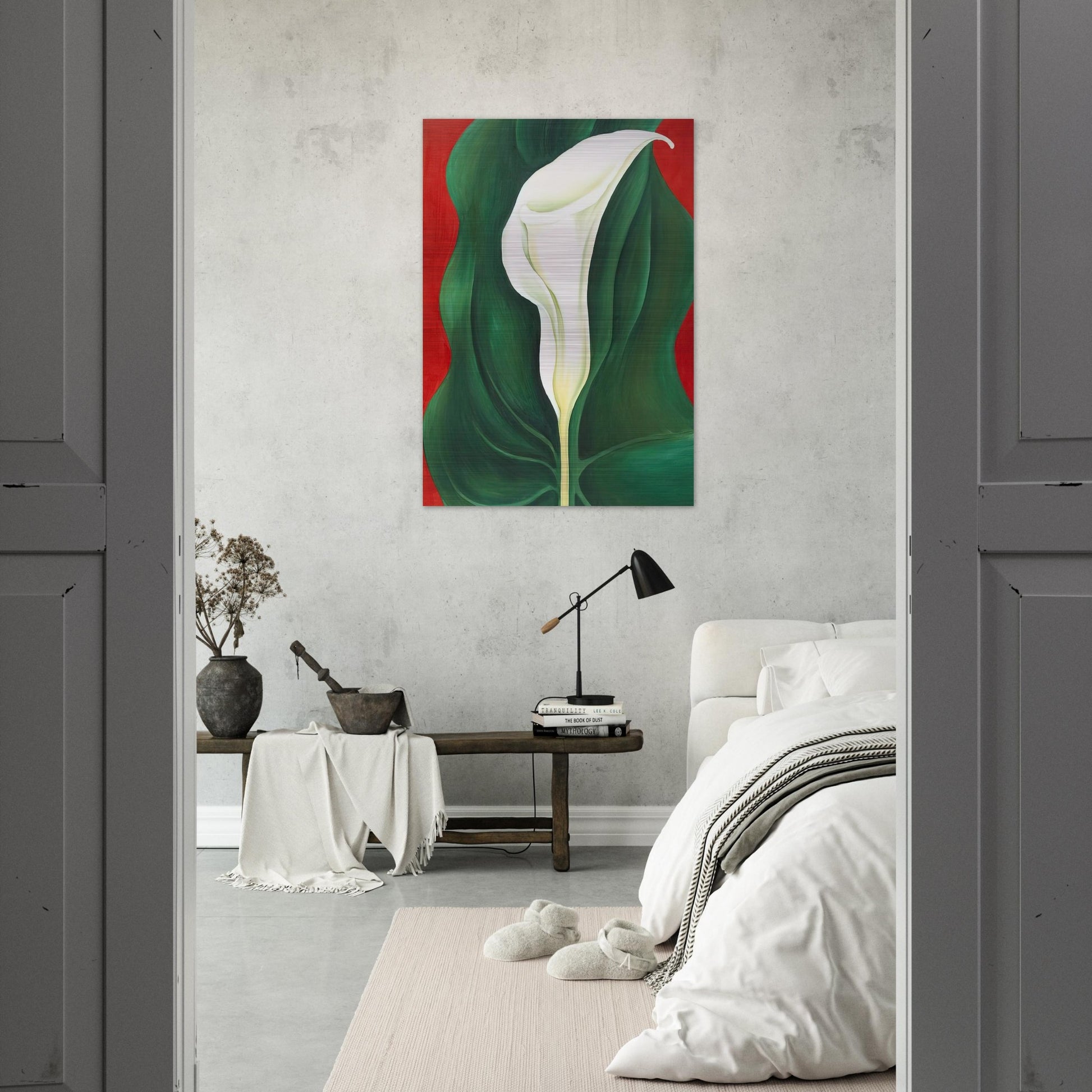 Single Calla Lily  Red  - Georgia O'Keeffe Brushed Aluminum Print - 70x100 cm / 28x40 inches | Georgia O'Keeffe Aluminum Print | Georgia O'Keeffe Prints
