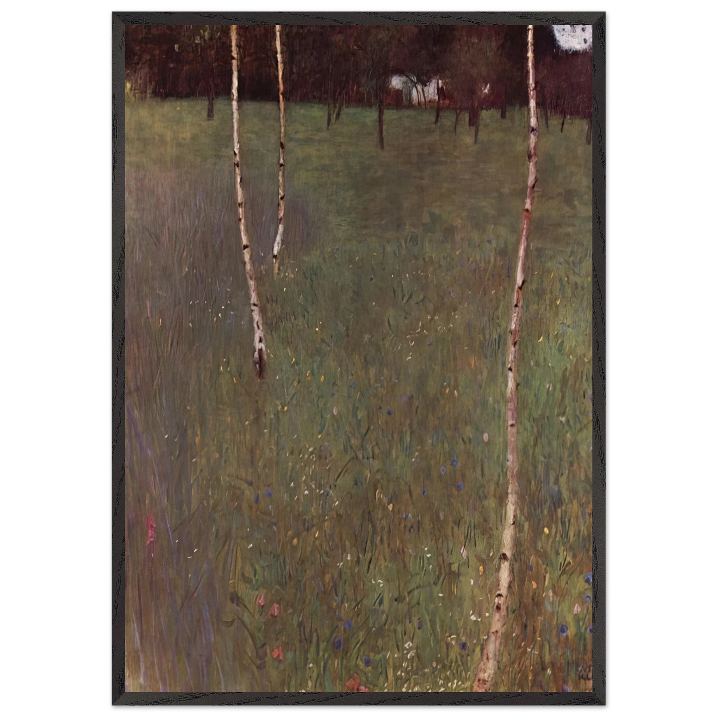 FARMHOUSES WITH BIRCH TREES - Gustav Klimt 70x100 cm / 28x40 inches Framed Art Print – Black Wooden Frame