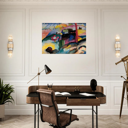 LANDSCAPE WITH FACTORY CHIMNEY 1910 - Wassily Kandinsky Brushed Aluminum Print - 70x100 cm / 28x40 inches | Wassily Kandinsky Aluminum Print | Wassily Kandinsky Prints
