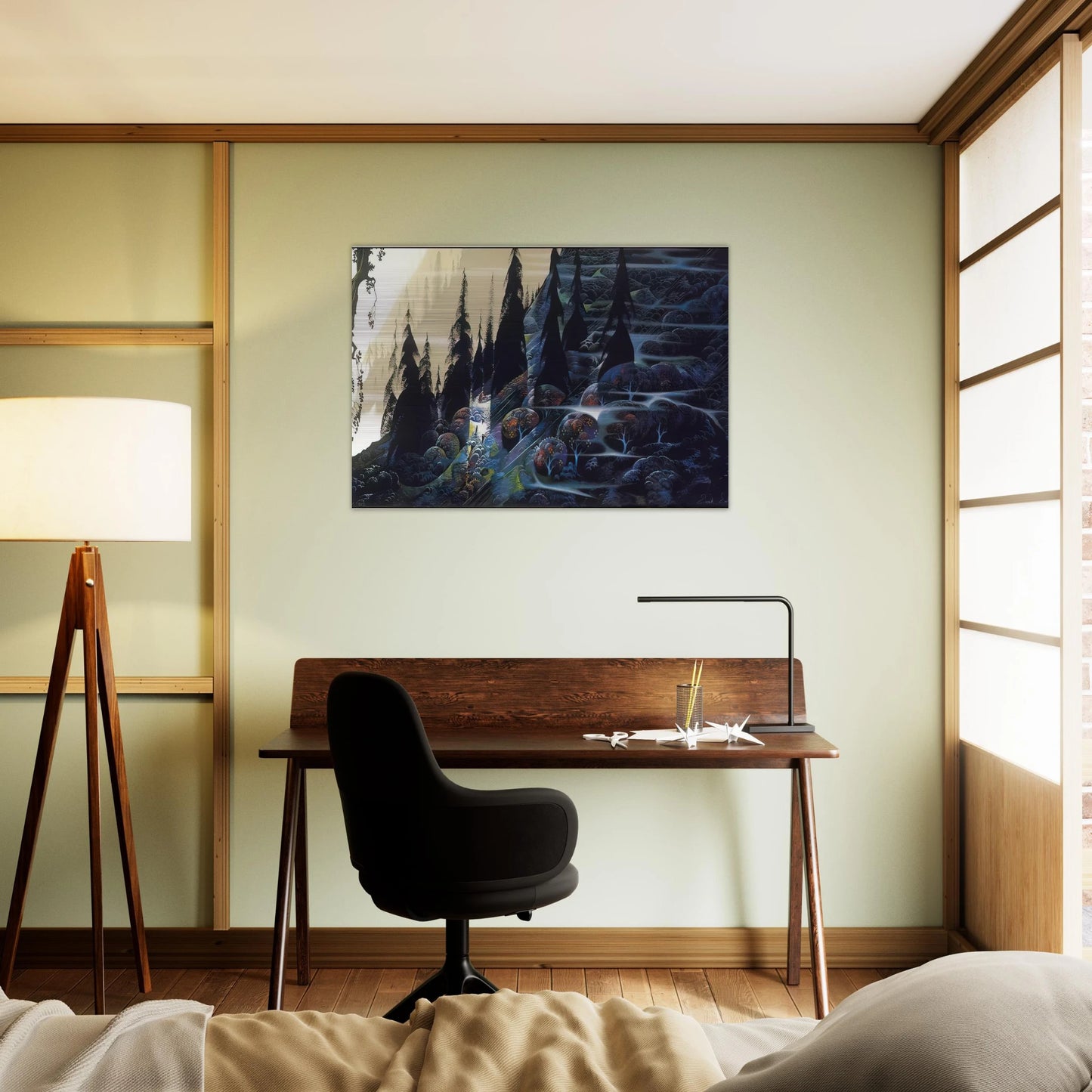 Black Spruce - Eyvind Earle Brushed Aluminum Print - 70x100 cm / 28x40 inches | Eyvind Earle Aluminum Print | Eyvind Earle Prints