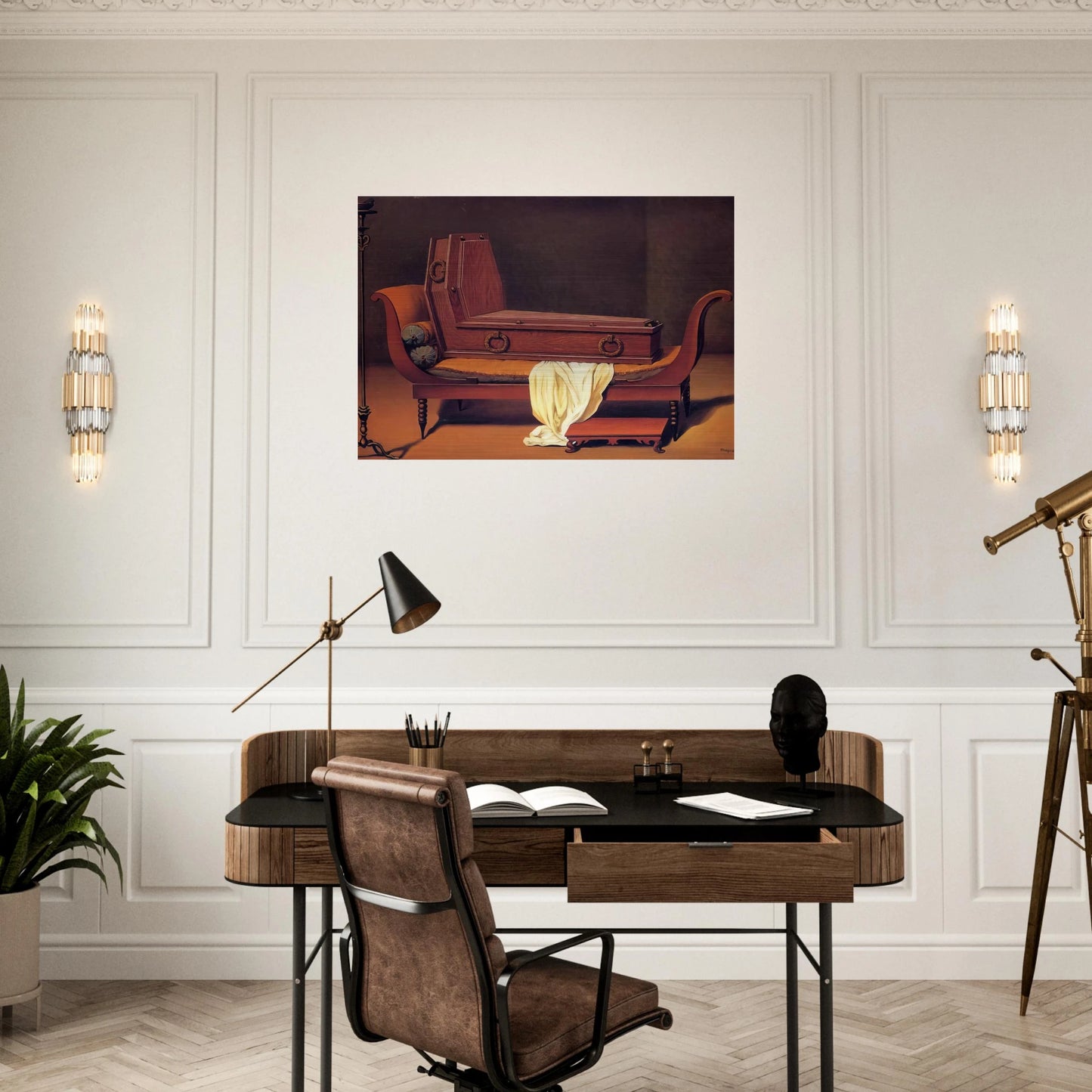 PERSPECTIVE MADAME RECAMIER BY DAVID 1949 - Rene Magritte Brushed Aluminum Print - 70x100 cm / 28x40 inches | Rene Magritte Aluminum Print | Rene Magritte Prints