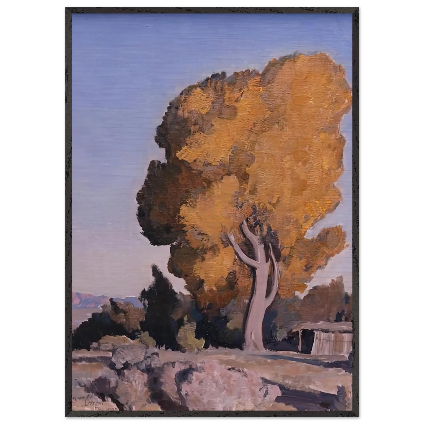 Maynard Dixon - LOW COUNTRY COTTONWOOD 1940 Wall art - 30x45 cm / 12x18 Inches - Premium Wooden Framed Poster With Fine Art Paper - Black frame